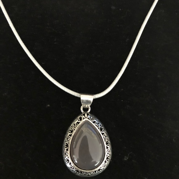 Natural stone pendant cord necklace set of 2 - Picture 2 of 3